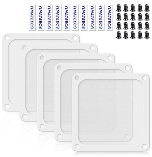 YIMATEECO PC Filtre Poussière 120mm Magnétique Filtre Ventilateur en Maille Grille de Protection pour Boîtier d'Ordinateur Dissipateur Refroidisseur (PVC PRO, 120 * 120mm, 5 Pièces, Blanc)