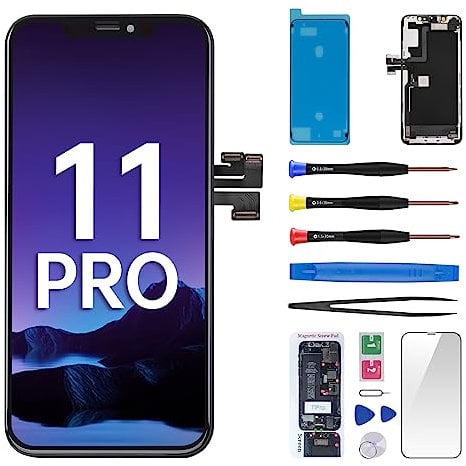 for iPhone 11 PRO Screen Replacement 5.8 with Ear Speaker Proximity Sensor LCD Display Digitizer 3D Touch Full Assembly Repair with Waterproof Sticker Fixing Tools Kit 11Pro for A2160 A2217 A2215