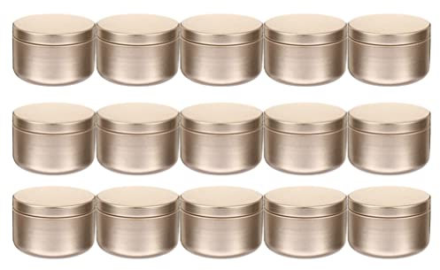 MAGICLULU 24Pcs Pot De Bougie Rond En Aluminium Bougie En Aluminium Bricolage Petit Pot De Bougie Pour La Fabrication De Bougies (Or Givré)