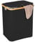WENKO Wäschetruhe UNO Ecori, Wäschesammler 68 L, Textil 100% recyceltes Polyester, Rahmen aus FSC®-zertifiziertem Bambus, 41 x 50 x 33 cm, Natur/Schwarz