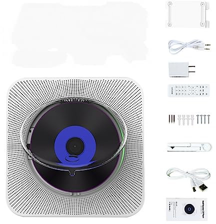 HAZARA Home Wand montiert Bluetooth-Player Repeater Vinyl Retro-Album Disc Lernen Englisch Fernbedienung Spieler-White
