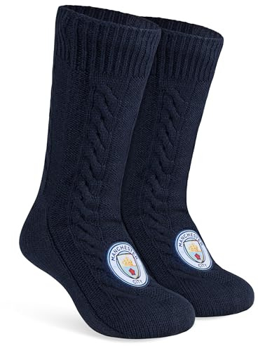 Manchester City FC Stoppersocken Herren, Kuschel Socken mit Anti Rutsch Noppen - Fussball Geschenke