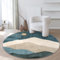 Sungea Boho-Teppich, rund, Klassenzimmer, abstrakt, waschbar, rutschfest, Berggebiet, Kreis, weicher Bergteppich, niedriger Flor, Überwurf, Teppiche für Wohnzimmer, Sofa, Esszimmer, Dekoration (Blau)