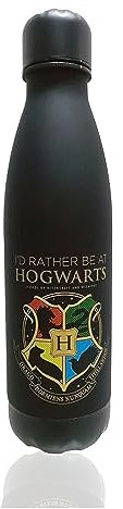Harry Potter Bouteille d'eau pour enfants – 650 ml – Bouteille en plastique noir avec blason de Poudlard – Sans BPA, étanche, réutilisable – Bouteille d'école pour garçons et filles – Cadeau pour les