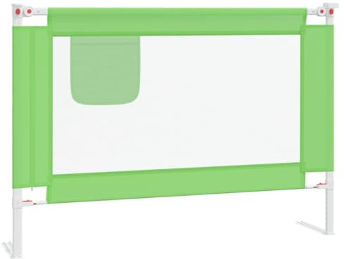 vidaXL Barandilla de Seguridad Cama de Niño Protección Cuna Bebé Guardería Dormitorio Habitación Protector Riel Barrera Tela Verde 90x25 cm