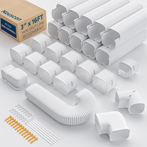 Nouscan Mini-Split-Linien-Set, 7,6 cm, 4,6 m, mit flexiblem K, Upgrade, PP, dekoratives Minisplit-Lineset-Abdeckungs-Set, lackierbar für Mini-Split, Klimaanlage, zentrale Klimaanlage, HVAC und