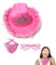 Besreey Damen Cowgirl Set - Cowboyhut Rosa - Karneval Hut - Kostüm Zubehör Set - Filz - Flauschig - Federbesatz - Cowgirl Hüte Mit Herzbrille - Bandana