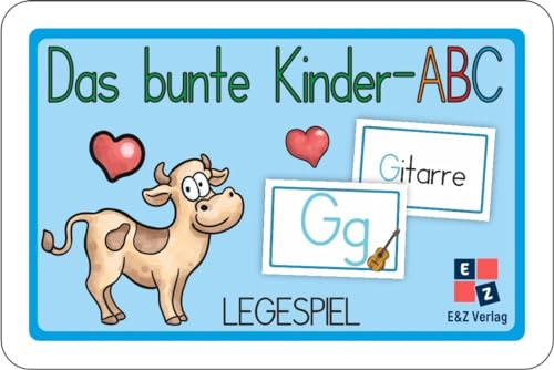 Das bunte Kinder-ABC Legespiel: 52 Spielkarten mit dem Alphabet und Wortkarten in Druckschrift + Poster DINA4