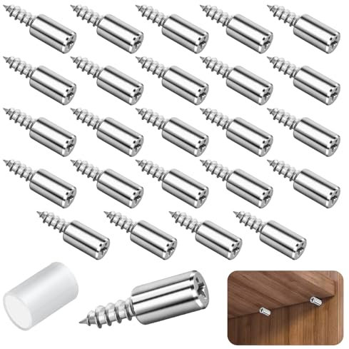 24 Stück Schraube Regalbodenträger Selbstschneidende Schraube Einlegeboden Halter Bodenträger mit Gummischutz 7mm Regalbodenhalter Regalstifte für Schrank Bücherregal Möbel Kleiderschränke Schaukasten