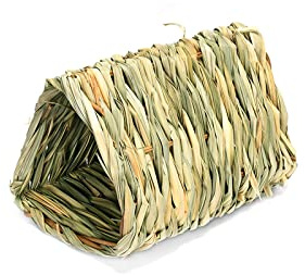 LUDAKE Hamsterkäfig aus natürlichem Stroh, Tunnel, Haus, Haustier-Stroh, Nest, Gras, Bett, Käfig für Hamster, Igel, Maus, Meerschweinchen