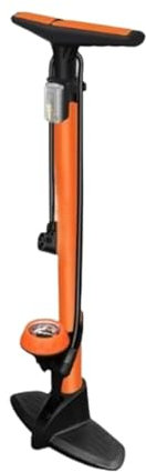 OUTLETISSIMO® Pompa Verticale Arancione Manuale Da Pavimento Base Stabile Con Manometro Pressione 160 psi Due Adattatori Conici Per Pneumatici Bici Gonfiabili Motocicli