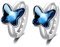 MASOP Schmetterling Ohrringe Blau Creolen AAA Zirkonia Klein Geschenke Butterfly für Damen Frauen Freundin Zarte Bow Schleifen Leicht Huggie