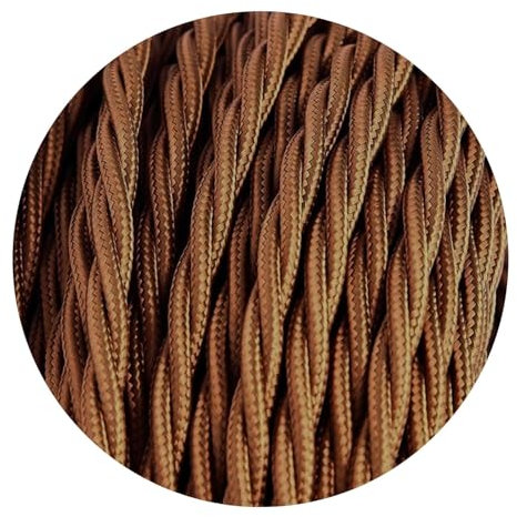 DC VOLTAGE 3 Core Twisted Electrical Cable 2m Antique Fabric Cloth Covered Braided Wire Flex Cord 6.5ft Braided Cable Lighting Lamp Vintage 10ft Flex Textile Wire (Light Brown)
