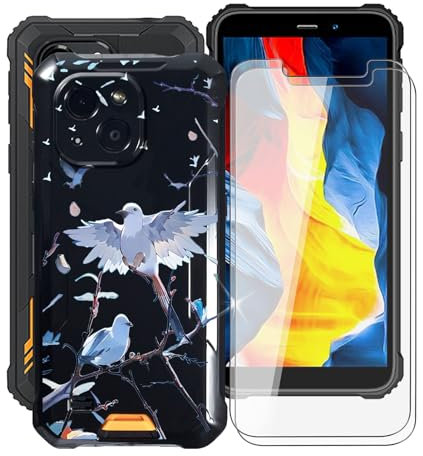 KJYFOANI Hülle für Oukitel G2 (5.60) und 2 Stück Gehärtetem Glasfolie, Schwarz Weich Silikon Case, Ultra Dünn Schutzhülle - Anti-Kratzer Bumper Handyhülle für Oukitel G2 - XT145
