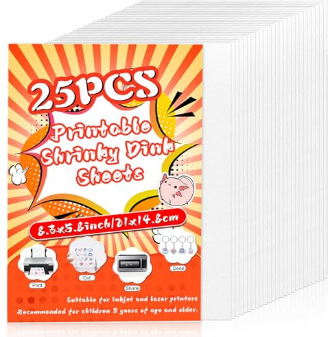 25 Piezas Láminas Retráctiles Imprimibles, Plastico Magico Shrink Plastic, Hojas Encogibles, Láminas de Plástico Mágico para Manualidades para Niños y Adultos DIY (21 x 14,8 cm)