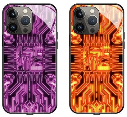 LED Intelligent Sound Control Light-Up Phone Case for iPhone 14 13 12 Pro Max, Tempered Glass Back Soft Slim TPU Bumper Shockproof Colorful Light Up Phone Case,Call Music Flash. (C, for 15 Pro)