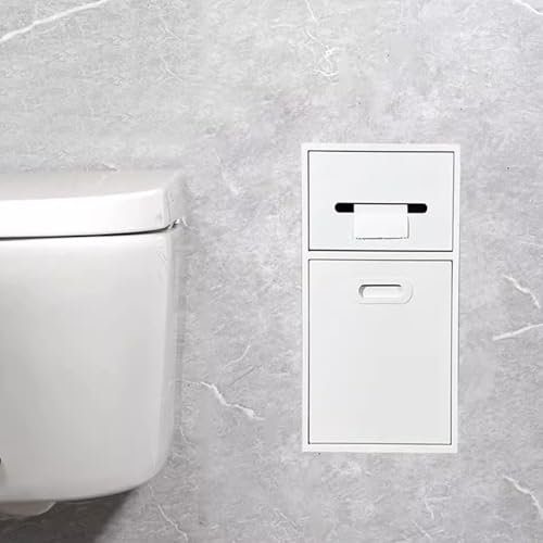 Niche de Douche encastrée en Acier Inoxydable, Support de Rangement Mural pour Papier Toilette, étagère de Niche encastrée avec Poubelle à Bascule pour la Maison, la Salle de Bain, la chambr