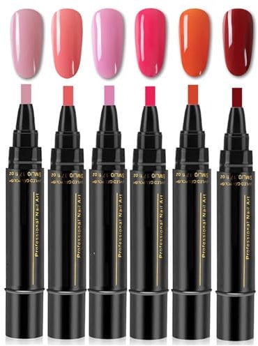 nail 6PCS 3 In 1 Gel Polish Pen Set, pen for Home and Professional Manicure (6Colors B)
