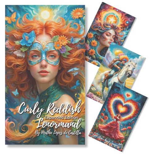 Curly Reddish Lenormand: Lenormand Orakel Karten für Anfänger von Mathie und seinen Angelical Guie, sehr intuitiv, mit Videokurs, Schlüsselwörtern in Spanisch, Englisch und Französisch