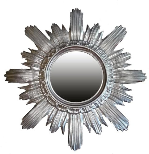 Generisch BAROCKO ANTIK WANDSPIEGEL Sonne IN Silber 42x42 cm RUND RUNDER REPRO Spiegel Sun