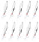 PATIKIL Fishing Spoons, 10 Pcs 3/4 oz Fishing Lures Casting Spoon Treble Hooks Jigs Hard Metal Spinner Baits for Freshwater Saltwater Salmon, Silver Tone