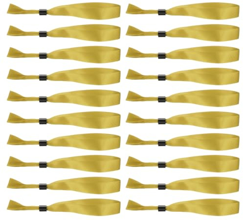 sourcing map 20 Stück Stoffarmbänder für Veranstaltungen, Einweg-Armband, Identifikation für Veranstaltungen, Partys, Konzerte, Bar, Eingang (Gold)