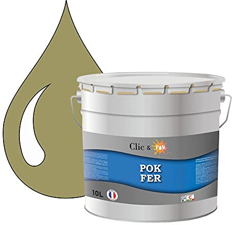 POK Peinture fer antirouille - Laque extérieure Semi-Brillante FER - 10L - RAL 1019 Beige gris
