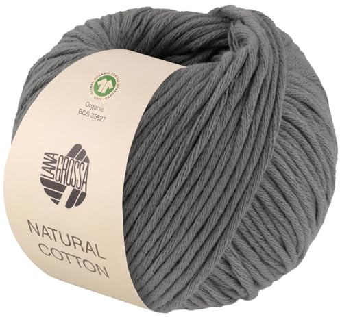 LANA GROSSA Natural Cotton Gots | Bio-Baumwollgarn in Millefili- Zwirnung | Handstrickgarn aus 100% Baumwolle (Bio) | 50g Wolle zum Stricken & Häkeln | 80m Garn FB-21