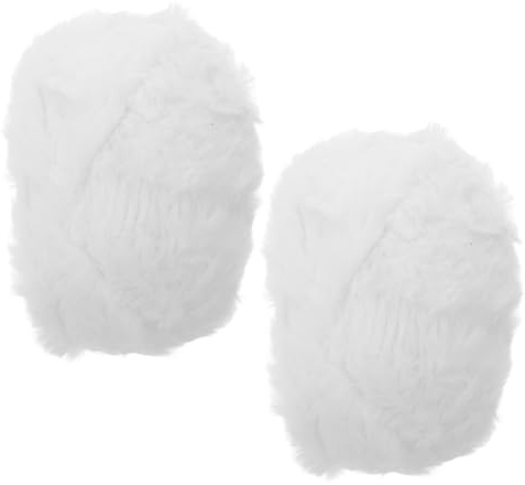 CIMAXIC 2pezzi Di Pelliccia Sintetica Morbido e Spesso Di Lana Super-pelliccia Artificiale in Fibre Acriliche Per Lavorare Maglia Sciarpe Cappelli Coperte Bianco