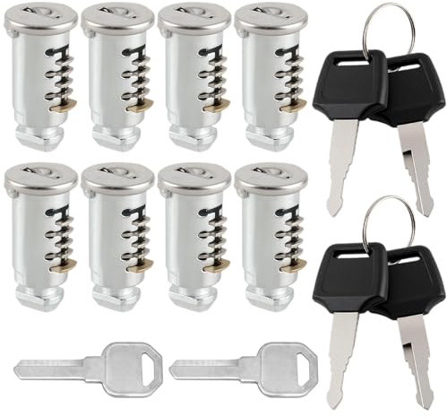 Lot de 8 noyaux de serrure, pour système de porte-bagages de voiture Thule, avec clés, 8 cylindres de serrure, 4 clés et 2 clés de contrôle
