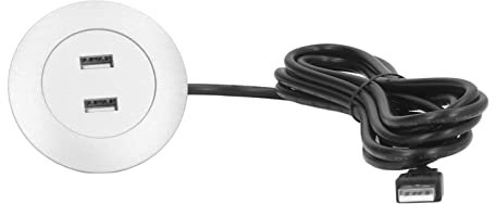 Fockety Sofa USB Charging Socket, Recessed USB Power Strip Outlet with Power Supply Dual USBs Charging Ports, for Sofa Couch Table Bedside Office Home (Silver)