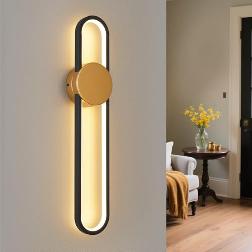 Homefire LED Wandleuchte Innen 60cm - 12W Wandlampe Schwarz Gold Flurlampe
