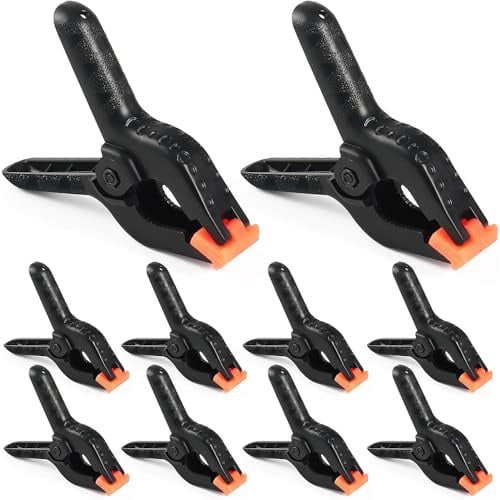 10 Pack Spring Clamps, 4.5 Inch Heavy Duty Plastic Clamps for Woodwork, Small Woodworking Clamps with Strong Grip, Multipurpose Spring Clips for Crafts, Backdrop, Pool Cover, Photography Stand