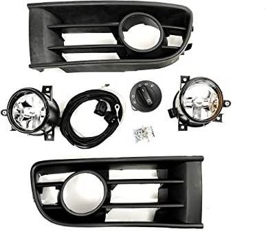 HZ-DESIGN 1 Satz Nebelscheinwerfer zum Nachrüsten NSW Komplettset mit Lichtschalter + Kabel kompatibel mit Polo 9N