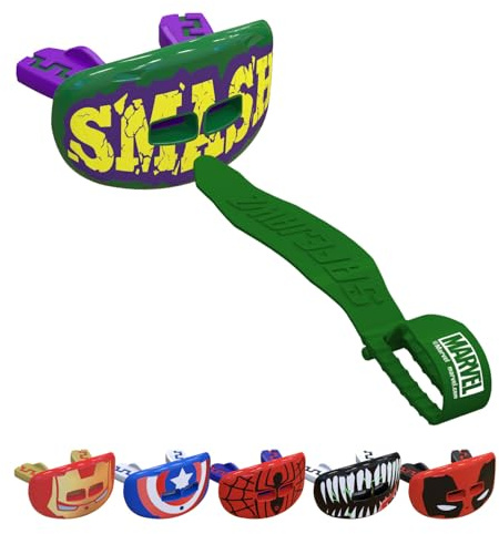 Marvel Lippenschutz Erwachsene und Junior Zahnschutz für Lacrosse, Fußball | Atmungsaktives Mundstück für Erwachsene und Jugendliche, Lippenschutz-Mundstück für Football und Lacrosse