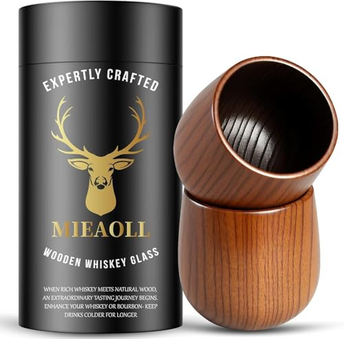 Whiskygläser aus geflämmtem Holz, Bourbon-Geschenk für Männer, 2er-Set | 177 ml (6 oz), Geschenk für Männer, die alles haben, für Papa oder Partner zu Vatertag, Geburtstag und Weihnachten