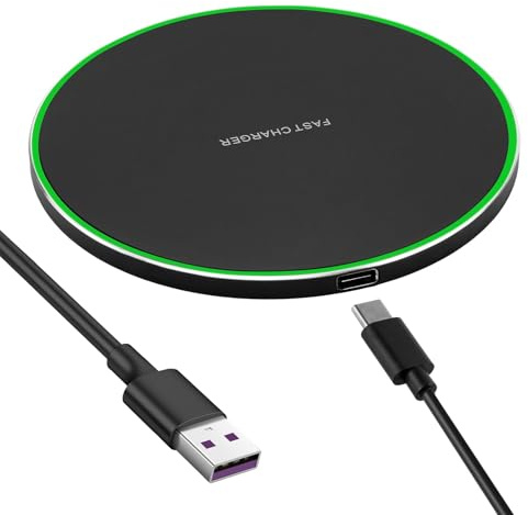 Caricabatterie Wireless 35W a Induzione Rapida Qi, Base Ricarica Senza Fili USB-C con Cavo, Caricatore Wireless per iPhone 16/15/14/13/12/11 Pro Max Plus, Galaxy S25/S24/S23/S22, Pixel, Pods