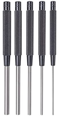 Starrett S248 Extended Length Drive Pin Punch Set, 1/8-3/8 Pin Diameters, 8 Overall Length, 3-1/2 Pin Length, In Red Cardboard Box