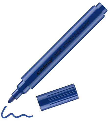 edding 366 whiteboard marker - blau - 1 schlanker Whiteboard-Stift - runde Feder 1 mm - trocken abwischbar - für Whiteboards, Glas, Magnet- und Memotafeln