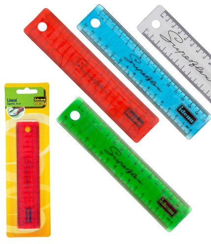 4x Superflex-Lineal 15cm biegsam bruchsicher/Farbe: 1x gelb, klar, türkis, rot