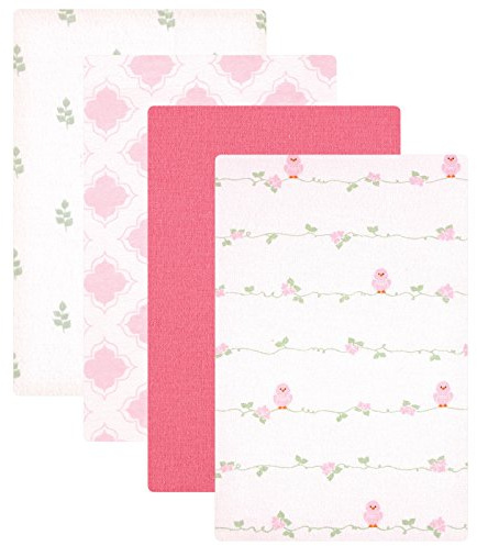 Luvable Friends Unisex Baby Cotton Flannel Receiving Blankets, Bird 4-Pack, One Size