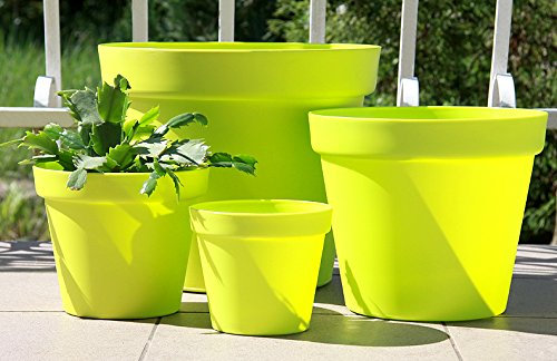Wamat Blumenkübel Blumentopf Pflanzkübel Pflanztopf 4 Größen / 8 Farben S - XXLNeu!! (Durchmesser:15 cm, hellgrün)