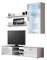 Wohnwand Soho V, Hängevitrine, TV-Schrank, Wandregal, Fernsehwand, Anbauwand, Schrankwand, Mediawand, Farbauswahl, Wohnzimmerschrank (mit RGB LED Beleuchtung, Weiß/Weiß Hochglanz)