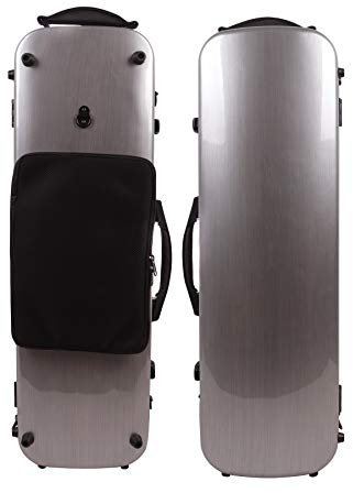 Yinfente Custodia oblunga 4/4 in fibra di carbonio per violino con borsa per spartiti, cinturino posteriore regolabile, igrometro