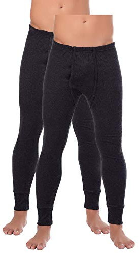 BestSale247 Herren Thermo Unterhose Lang 2er Pack Skiunterwäsche Thermounterwäsche Baumwolle, Anthrazit, XL (Herstellergröße: 7)