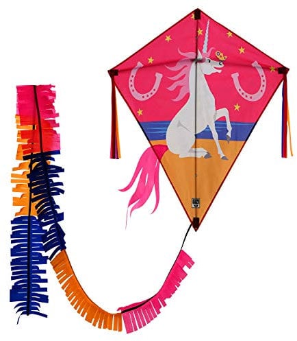 Wolkenstürmer® Eddy Lucky Einhorn Kinderdrachen – Pferd mit Horn Einleiner inkl. Handgriff & 40m Schnur Rautendrachen - Kinderdrachen ab 3 Jahre