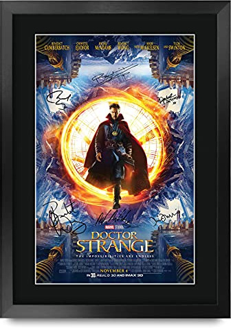 HWC Trading A3 FR Doctor Strange Benedict Cumberbatch und Cast Geschenke Printed Poster Autogramm Bild für Film-Memorabilia Fans - A3 Eingerahmt
