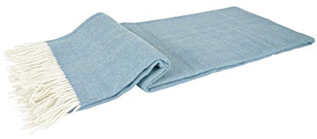 Kai Wiechmann Decke Wohndecke Gartendecke Plaid 100% Merinowolle 140 x 200 cm blau Premium