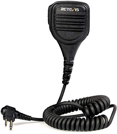 Retevis Walkie Talkie Handheld Speaker Mic 2 Pin Shoulder Speaker Mic with 3.5MM Audio Jack Compatible for Motorola CP040 DP1400 GP300 GP2000 Hyera Midland G15/G18 (1 pcs)