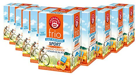 Teekanne frio Sport Vital Mango-Orange Vitamin B2, B6, B12, 18 Teebeutel, 10er Pack